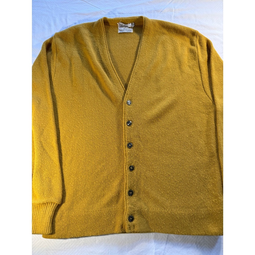 Vintage Heritage Sportswear Mustard Yellow Knit Cardigan Sweater Mens Large